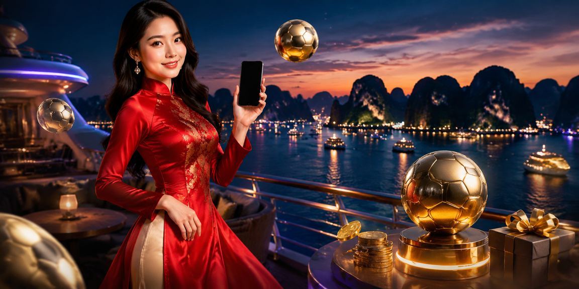 Hạ Long với chủ đề bóng đá và áo dài minh họa ưu đãi thể thao