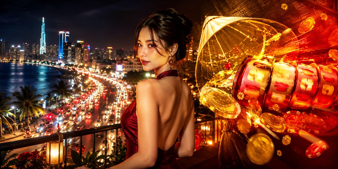 Không gian slot game tại Hồ Chí Minh với nón lá và phong cách Việt